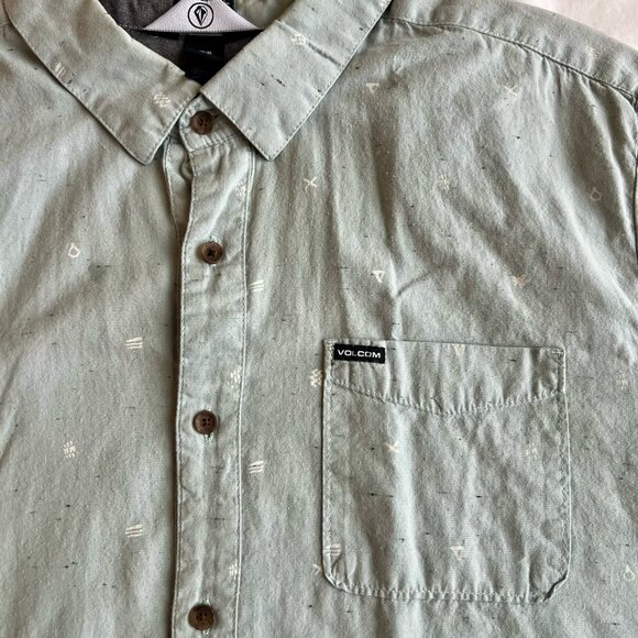 Volcom Men's XL Light Blue Modern Fit Short Sleeve Casual Button Down Shirt - Picture 3 of 5